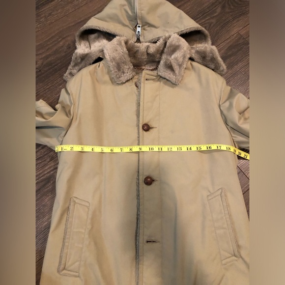 Mighty-Mac Handsome Outerwear Coat Men’s M Beige Zip Hood Faux Fur Sherpa Lined - Picture 9 of 12